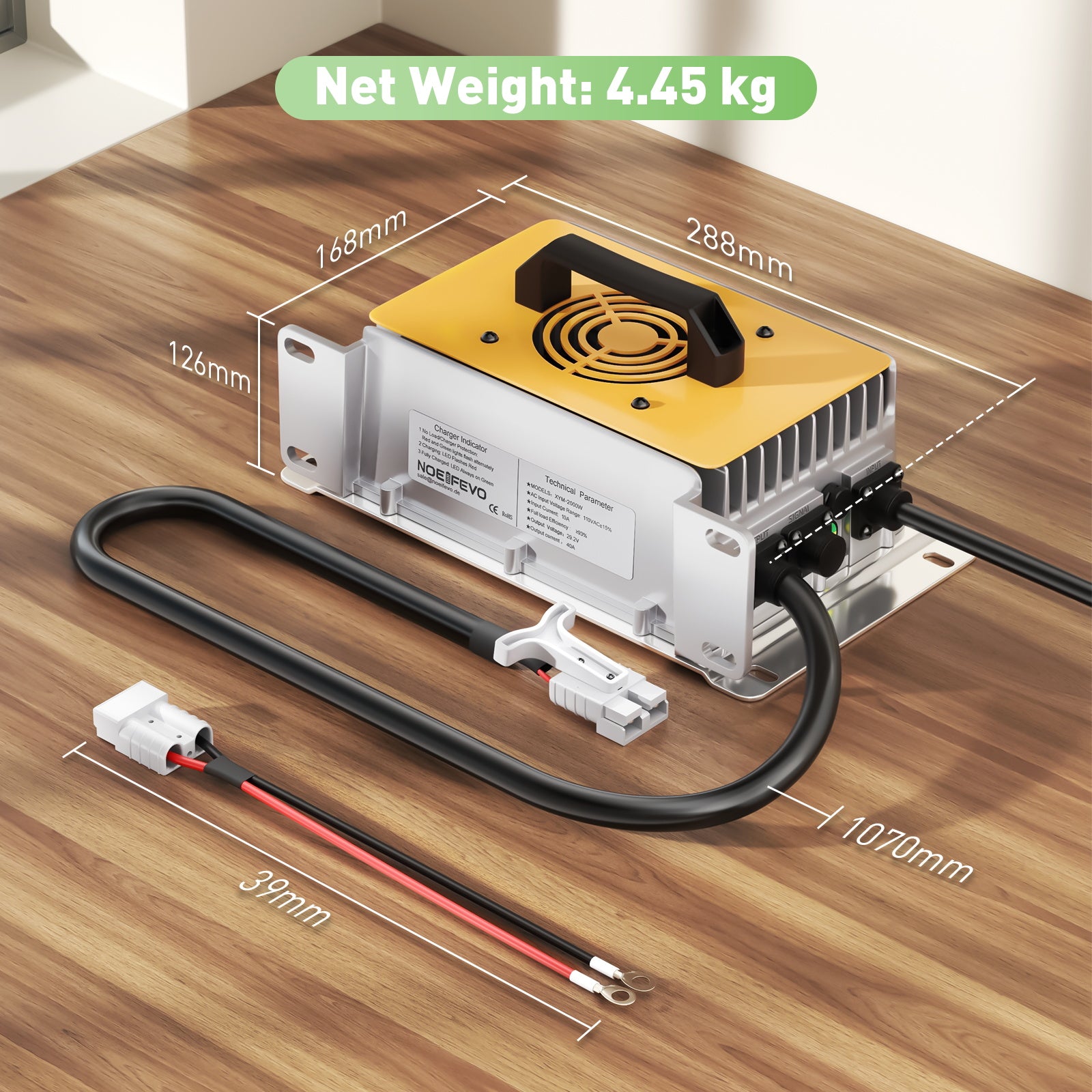 NOEIFEVO 29.2V 40A Waterproof charger for 24V 25.6V Lithium iron phosphate battery,0V Activation function, Automatic Cut Off